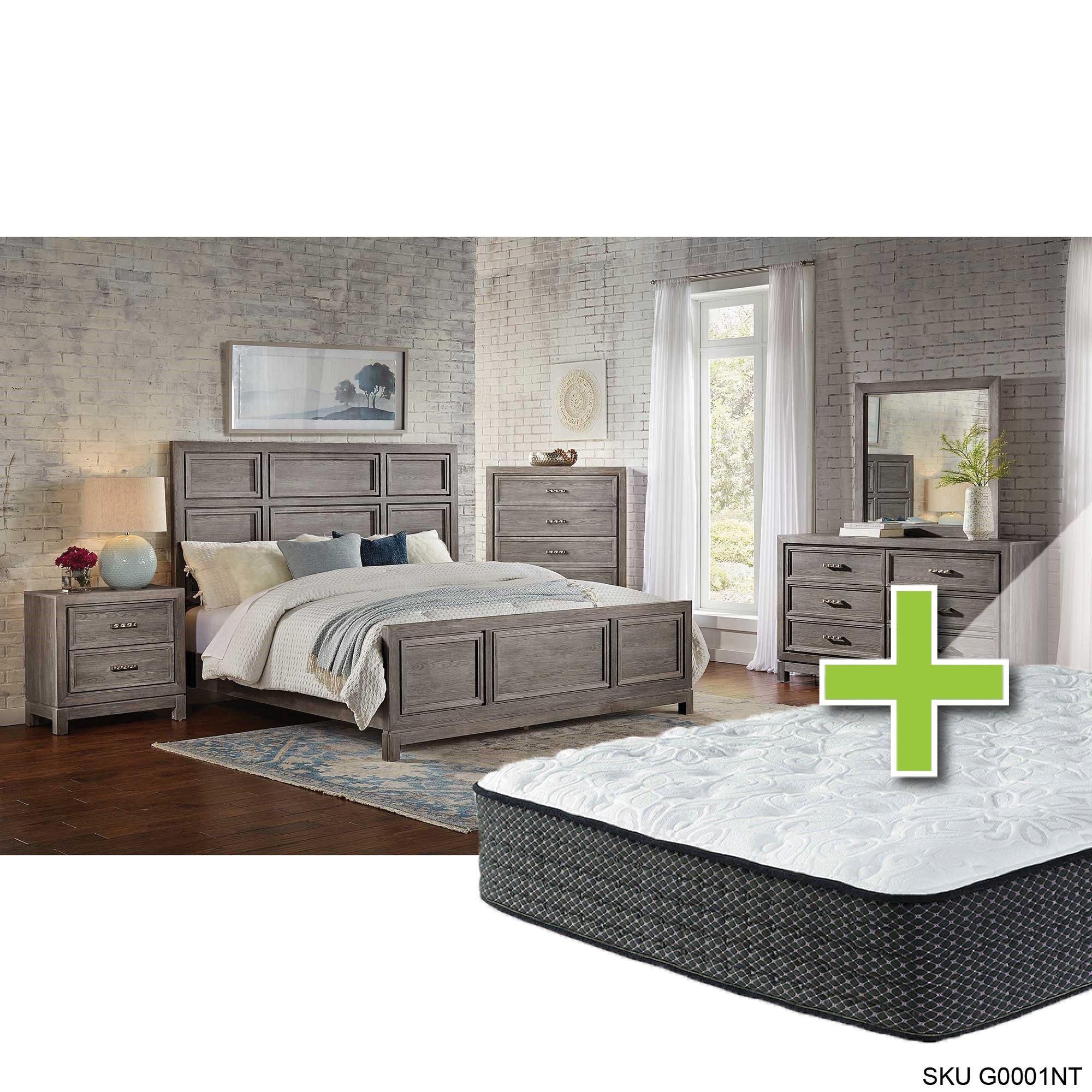 Rent to Own Oak Furniture West Linton 6 Piece King Bedroom Set w/ Alpine Elite Tight Top